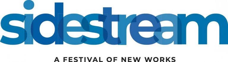 In various shades of blue the title "Sidestream" appears above the tagline "A festival of new works"