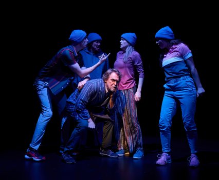 Dissonant Species 
left to right Nicholas Eddie, HannaH Sunley-Paisley,.Michael Gordon Spence, Heather Marie Annis, Malia Rogers
Written by Heather Marie Annis and Michael Gordon Spence
Directed by Jacquie P.A. Thomas
Lighting and Projection design by Laird Macdonald  
Set Design by Michael Gordon Spence 
Sound Design by Christopher-Elizabeth and Richard Lam
Costume Design by Jackie Chau 
Stage Management by Andrew Dollar
The ensemble cast includes: Heather Marie Annis, Nicholas Eddie, Malia Rogers, Michael Gordon Spence, and HannaH Sunley-Paisley. Photography by Michael Cooper www.coopershoots.com